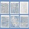 6 Pcs A4 Reusable Geometric Stencils for Painting - Hollow Leaves & Abstract Curve Lines Texture Layering Templates, DIY Wall Art, Furniture, Scrapbook & Crafts